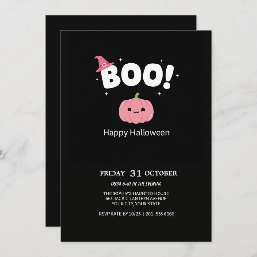 Speels boek! Halloweenfeest uitnodigen Kaart (Voorkant / Achterkant)