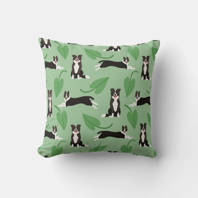 Speels Border Collie-patroon Kussen (Voorkant)