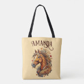 Speels bruin en geel Cartoon paard Tote Bag (Achterkant)