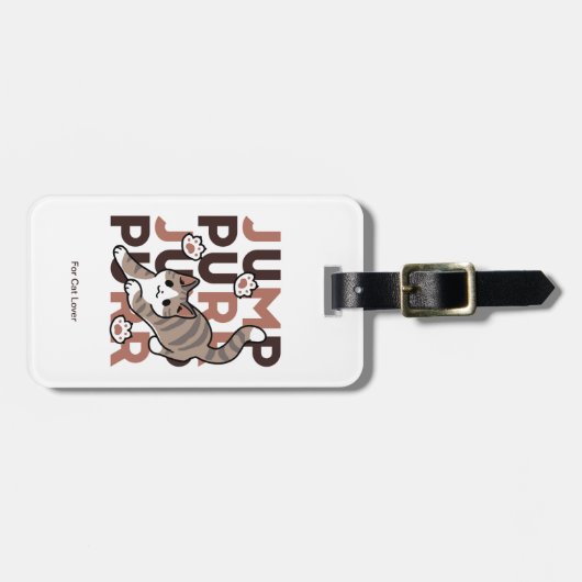 Speels Cat Jump Design - Jump Spint Pun artwork Bagagelabel (Voorkant horizontaal)