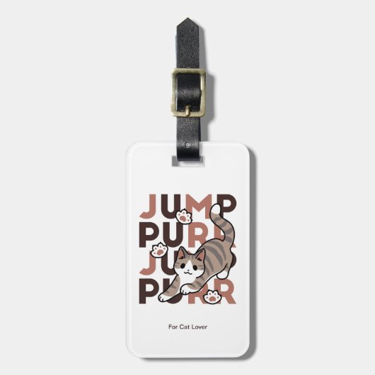 Speels Cat Jump Design - Jump Spint Pun artwork Bagagelabel (Voorkant verticaal)