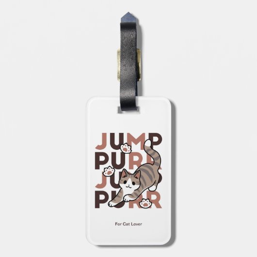 Speels Cat Jump Design - Jump Spint Pun artwork Bagagelabel (Achterkant verticaal)