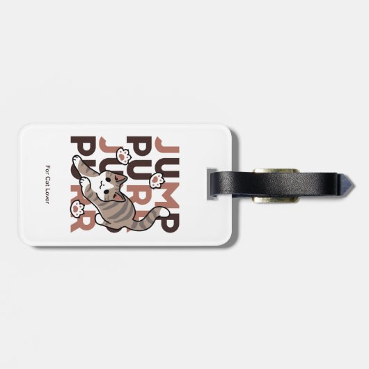 Speels Cat Jump Design - Jump Spint Pun artwork Bagagelabel (Achterkant horizontaal)