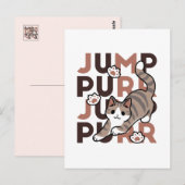 Speels Cat Jump Design - Jump Spint Pun artwork Briefkaart (Voorkant / Achterkant)