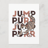 Speels Cat Jump Design - Jump Spint Pun artwork Briefkaart (Voorkant)