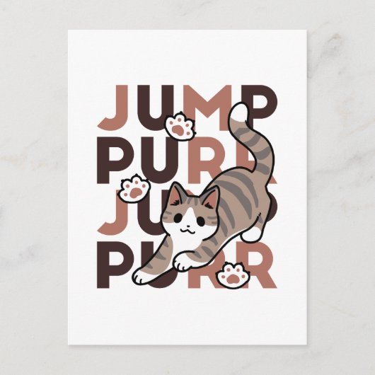 Speels Cat Jump Design - Jump Spint Pun artwork Briefkaart (Voorkant)