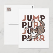 Speels Cat Jump Design - Jump Spint Pun artwork Briefkaart (Voorkant / Achterkant)