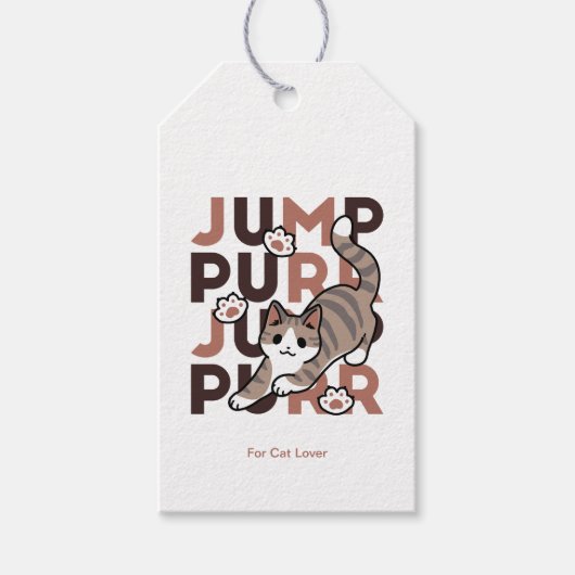 Speels Cat Jump Design - Jump Spint Pun artwork Cadeaulabel (Voorkant)