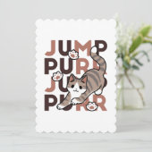 Speels Cat Jump Design - Jump Spint Pun artwork Feestdagenkaart (Staand voorkant)