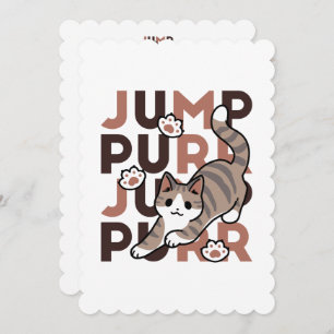 Speels Cat Jump Design - Jump Spint Pun artwork Feestdagenkaart