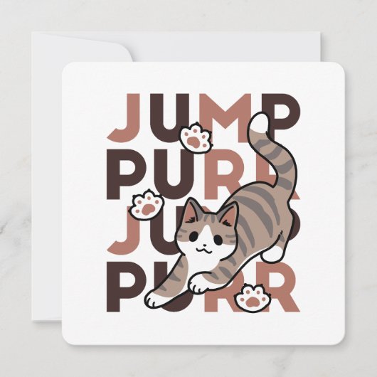 Speels Cat Jump Design - Jump Spint Pun artwork Feestdagenkaart (Voorkant)
