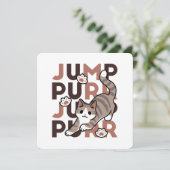 Speels Cat Jump Design - Jump Spint Pun artwork Feestdagenkaart (Staand voorkant)