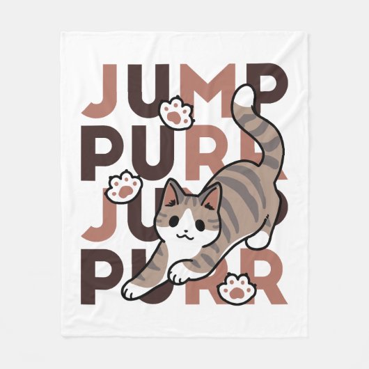 Speels Cat Jump Design - Jump Spint Pun artwork Fleece Deken (Voorkant)