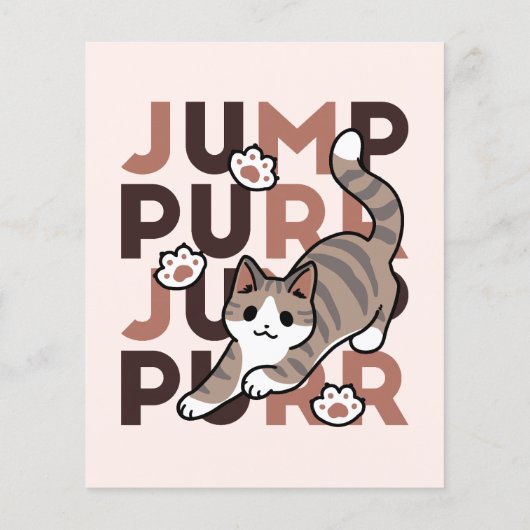 Speels Cat Jump Design - Jump Spint Pun artwork Flyer (Achterkant)