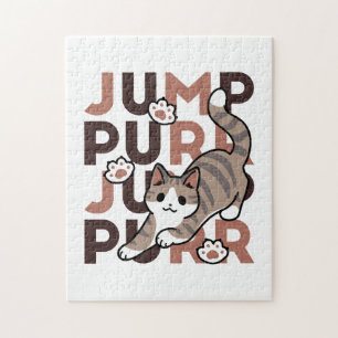 Speels Cat Jump Design - Jump Spint Pun artwork Legpuzzel