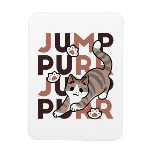 Speels Cat Jump Design - Jump Spint Pun artwork Magneet
