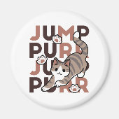 Speels Cat Jump Design - Jump Spint Pun artwork Magneet (Voorkant)