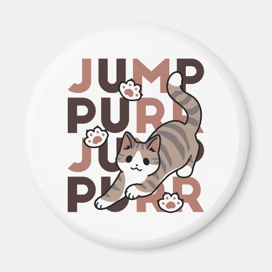 Speels Cat Jump Design - Jump Spint Pun artwork Magneet (Voorkant)