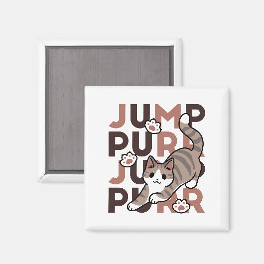 Speels Cat Jump Design - Jump Spint Pun artwork Magneet (Voorkant / Achterkant)
