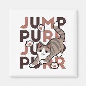 Speels Cat Jump Design - Jump Spint Pun artwork Magneet (Voorkant)