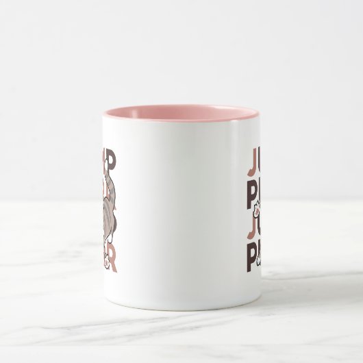 Speels Cat Jump Design - Jump Spint Pun artwork Mok (Midden)