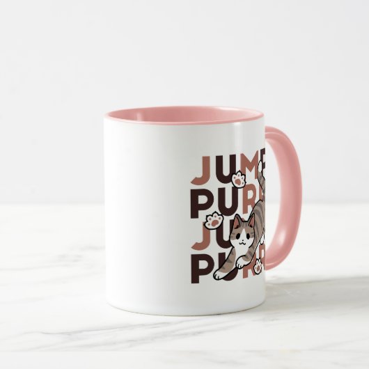 Speels Cat Jump Design - Jump Spint Pun artwork Mok (Voorkant rechts)