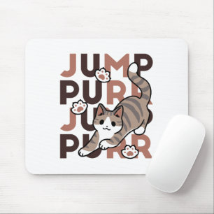 Speels Cat Jump Design - Jump Spint Pun artwork Muismat