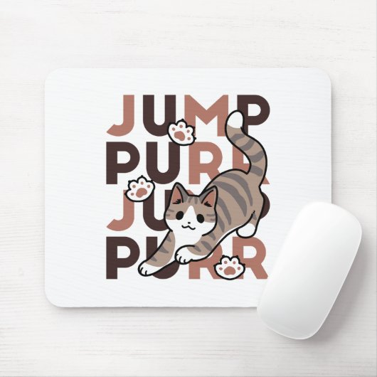 Speels Cat Jump Design - Jump Spint Pun artwork Muismat (Met muis)
