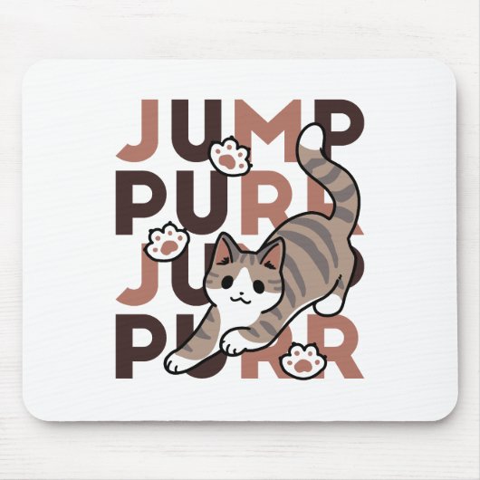 Speels Cat Jump Design - Jump Spint Pun artwork Muismat (Voorkant)