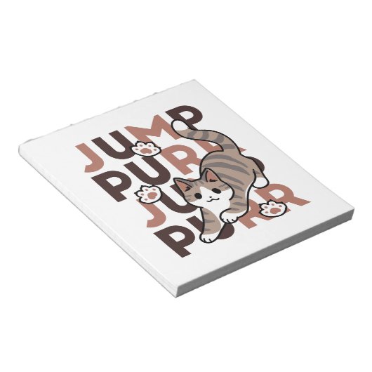 Speels Cat Jump Design - Jump Spint Pun artwork Notitieblok (Schuin)