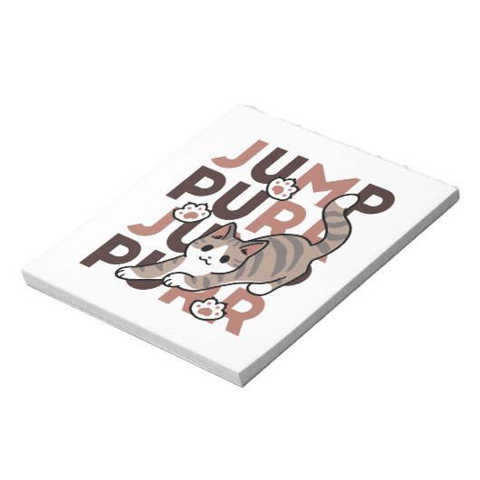 Speels Cat Jump Design - Jump Spint Pun artwork Notitieblok (Linkerzijde)