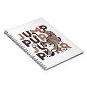 Speels Cat Jump Design - Jump Spint Pun artwork Notitieboek (Rechterzijde)