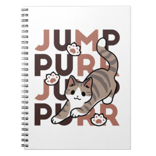 Speels Cat Jump Design - Jump Spint Pun artwork Notitieboek
