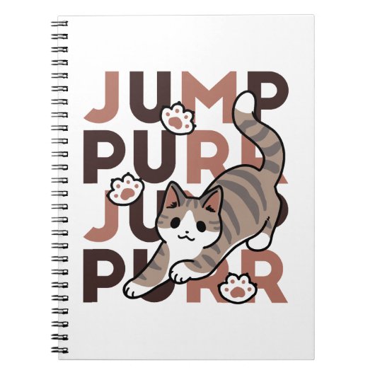 Speels Cat Jump Design - Jump Spint Pun artwork Notitieboek (Voorkant)