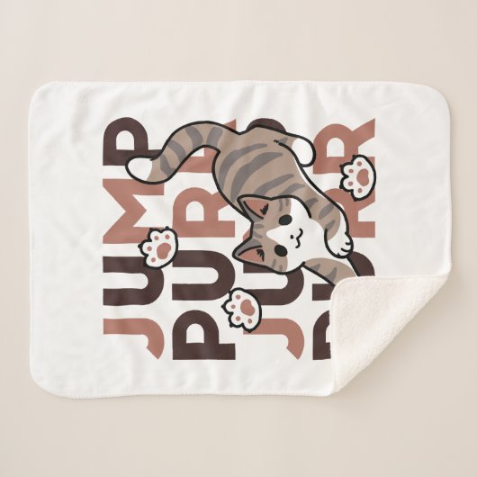 Speels Cat Jump Design - Jump Spint Pun artwork Sherpa Deken (Voorkant (horizontaal))