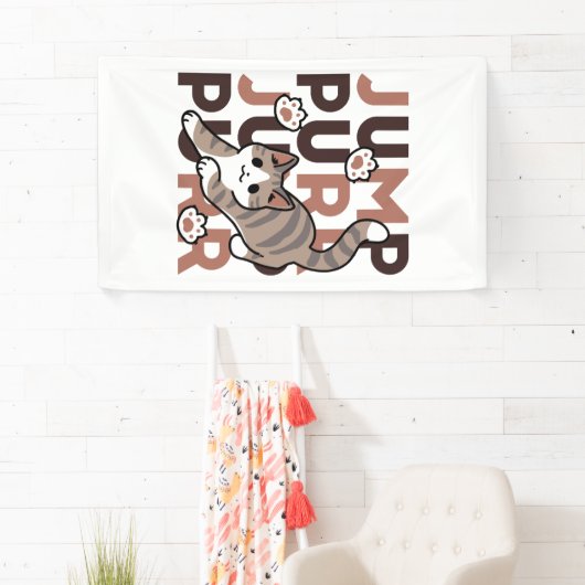 Speels Cat Jump Design - Jump Spint Pun artwork Spandoek (Insitu)