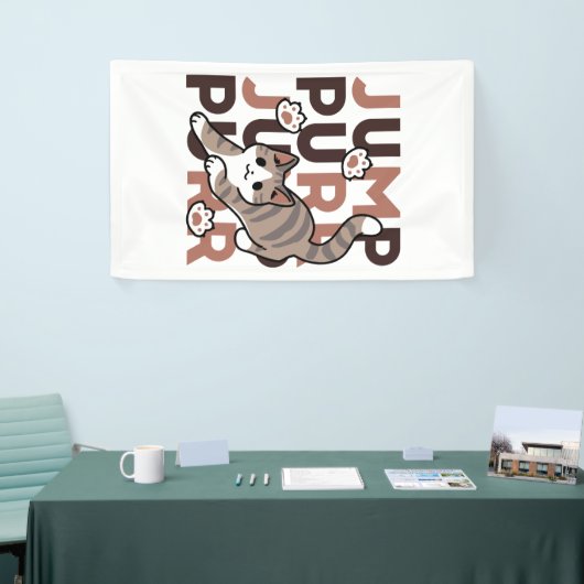 Speels Cat Jump Design - Jump Spint Pun artwork Spandoek (Beurs)