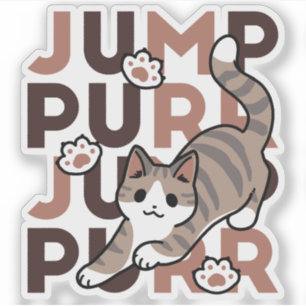 Speels Cat Jump Design - Jump Spint Pun artwork Sticker