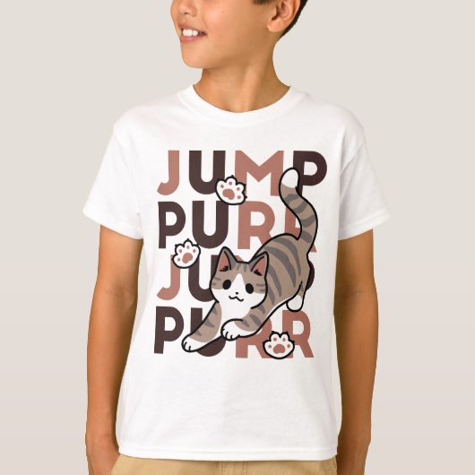 Speels Cat Jump Design - Jump Spint Pun artwork T-shirt (Voorkant)