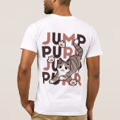Speels Cat Jump Design - Jump Spint Pun artwork T-shirt (Achterkant)