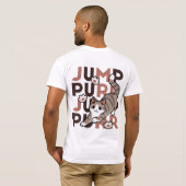 Speels Cat Jump Design - Jump Spint Pun artwork T-shirt (Achterkant volledig)