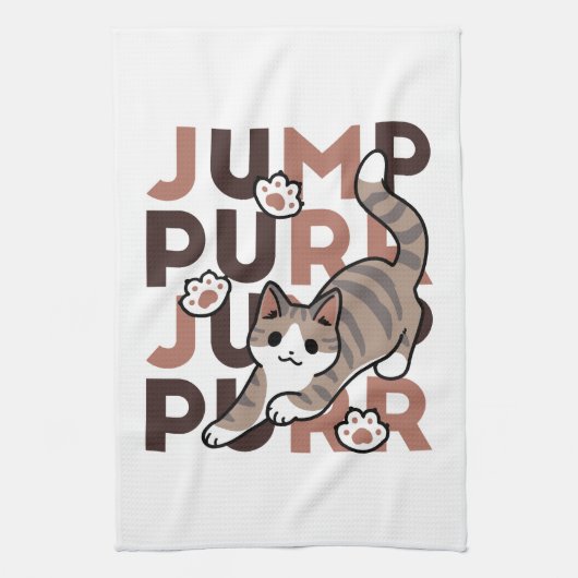 Speels Cat Jump Design - Jump Spint Pun artwork Theedoek (Verticaal)