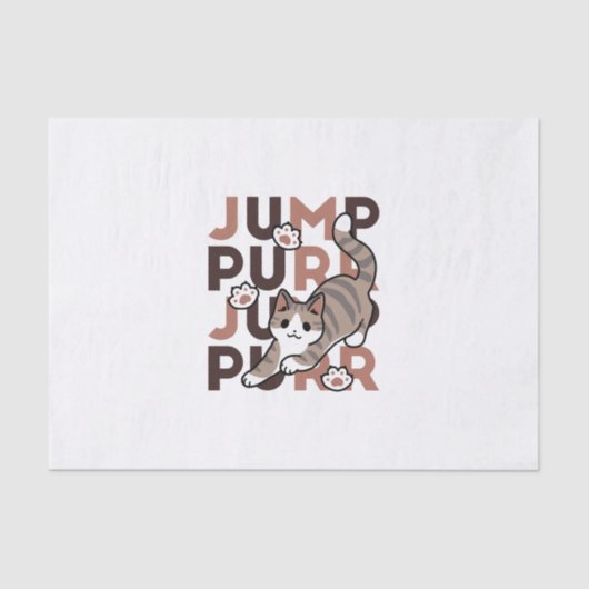 Speels Cat Jump Design - Jump Spint Pun artwork Tissuepapier (Voorkant)