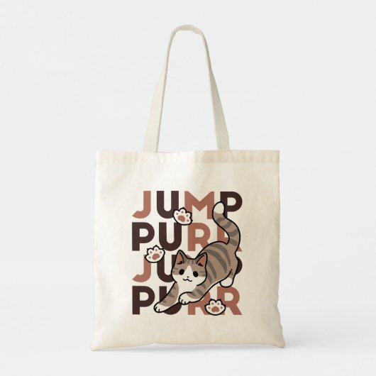 Speels Cat Jump Design - Jump Spint Pun artwork Tote Bag (Achterkant)