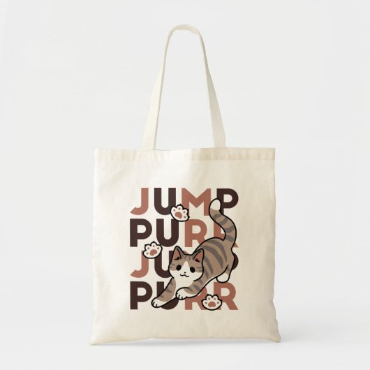 Speels Cat Jump Design - Jump Spint Pun artwork Tote Bag (Voorkant)