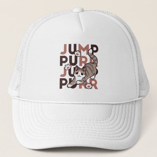 Speels Cat Jump Design - Jump Spint Pun artwork Trucker Pet (Voorkant)