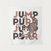 Speels Cat Jump Design - Jump Spint Pun artwork Wandkleed (Voorkant)