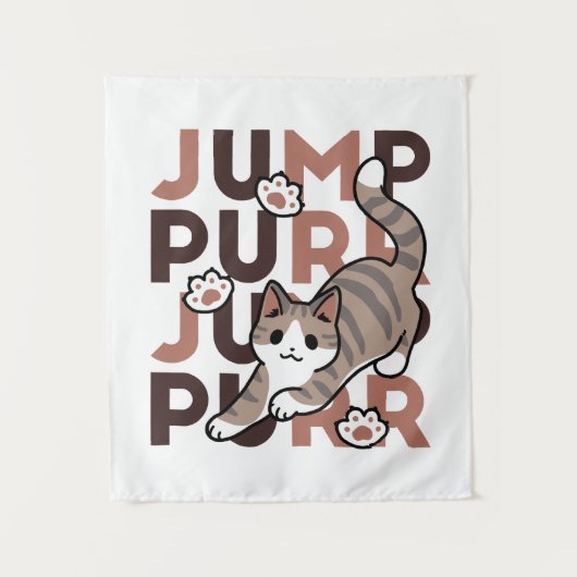 Speels Cat Jump Design - Jump Spint Pun artwork Wandkleed (Voorkant)