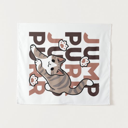 Speels Cat Jump Design - Jump Spint Pun artwork Wandkleed (Voorkant (horizontaal))