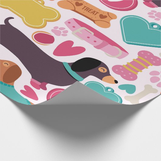 Speels dashondontwerp cadeaupapier (Hoek)